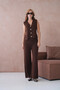 Women's V-Neck Button Detail Vest Pants Two-Piece Knitwear Set