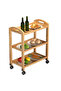 OneDcor Bamboo Kitchen Trolley Cart – Rolling Serving Bar Cart with Wheels, 33 x 60 x 78 cm - 5