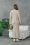 Women's V-Neck Ribbed Sweater Skirt Two-Piece Knit Set - 6