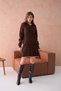 Women's Polo Neck Low Sleeve Sweater Short Skirt Two-Piece Knitwear Set - 4