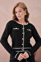 Women's Crew Neck Button Closure Jacket Skirt Two-Piece Knitwear Set - 7