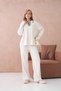 Women's Polo Neck Half Placket Casual Sweater Oantolon Two-Piece Knitwear Set - 3