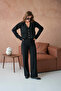 Women's V-Neck Button Detail Jacket Pants Two-Piece Knitwear Set - 7