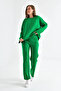 Women's Crew Neck Corded Fabric Sweater Two-Piece Knitwear Set with Pants