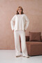 Women's Crew Neck Low Sleeve Sweater Pants Two-Piece Knitwear Set - 2