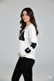 Women's Crew Neck Embroidered Knit Sweater - 2