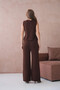 Women's V-Neck Button Detail Vest Pants Two-Piece Knitwear Set - 6