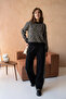 Women's Wide Collar Patterned Sweater Pants Two-Piece Knitwear Set - 2
