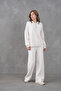 Women's Polo Neck Button Detail Sweater Pants Two-Piece Knitwear Set - 3