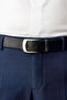 3.5cm Genuine Leather Men's Fabric Trouser Belt Black Single Piece Classic Belt with Metal Bridge - 2