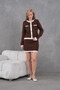 Women's Crew Neck Button Detail Jacket Skirt Two-Piece Knitwear Set