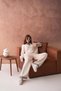 Women's Polo Neck Low Sleeve Sweater Pantolo Two-Piece Knitwear Set - 3