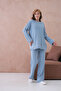 Women's Wide Neck Sweater Pants Two-Piece Knitwear Set - 4