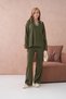 Women's Polo Neck Half Placket Casual Sweater Oantolon Two-Piece Knitwear Set