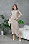 Women's Turtleneck Oversized Sweater Long Skirt Two-Piece Knitwear Set - 4