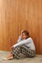 Black Plaid Mid-Waist Wide Leg Pants - 4