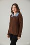 Women's Collar Pearl Design V-Neck Thessaloniki Knitted Sweater - 3