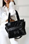 Black Quilted Large Shoulder Crossbody Women's Parachute Fabric Bag - 5