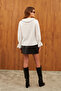White V-Neck Ruffled Contrast Shirt - 6