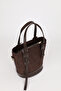 Women's Suede Brown Long Leather Detailed Zipper Closure Bucket Hand and Shoulder Bag - 5