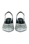 Estelle Silver Satin Stone Mesh Pointed Toe Thick Heeled Open Back Evening Dress Shoes - 5