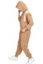 Girl's Stripe Striped Detail Hooded Jogger Model Light Brown Color Tracksuit Set - 5