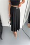 Buckle Detail High Waist Pleated Long Skirt with Slit Detail – Buckle Detail High Waist Pleated Long Skirt - 4