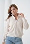 Women's Mock Neck Zipper Closure Oversized Knitwear Cardigan - 6