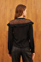 Black Lace Detailed Ruffled Shirt - 5