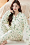 Floral Pattern Button-Up Top High Waist Bottom Lounge Sleepwear 2 Pcs Womens Pajama Set - 2