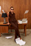 Brown Straight-Leg Hemmed High-Waisted Pants