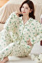 Floral Pattern Button-Up Top High Waist Bottom Lounge Sleepwear 2 Pcs Womens Pajama Set - 3
