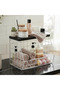Bathroom Organizer with Wooden Marble Shelf - Can Be Wall Mounted and Used on Countertop, White