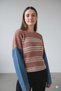 Women's Crew Neck Sleeve Denim Design Knitwear Sweater