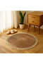 Natural Handwoven Round Jute Area Rug - Boho Vintage Beige, Reversible (100 Cm) - 6