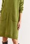 Women's Green Kangaroo Pocket Slit Knitwear Tunic Dress Elb-19002550 - 4