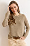 Women's Light Mink Openwork Detailed Knitwear Blouse Blz-19003090 - 6