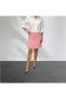 Tweed Fabric Pink Mini Length Bell Model Lined Skirt - 3