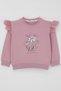 Girl's Sweatshirt with Floral Embroidery Detail on the Shoulders, Flower Printed 2-6 Years Old, Dried Rose - 4