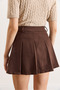 Women's Brown Lined Pleated Mini Skirt with Shorts Etk-19000374 - 6