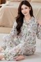 Floral Design Cozy Soft Fabric Home Loungewear Sleepwear Women's Pajama Set - 2