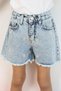 Girl's Shorts Jean Daisy Embroidered Tassel Detail on the Leg 5-9 Years Old, Light Blue - 2