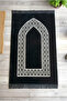 Mihrap Motif Velvet Prayer Rug Black