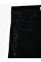 Wide Flared Jeans with Stone Detail and Snap Button Pockets - - 8