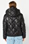 Women Brand Logo Long Sleeve Puffer Jacket, Black - 2