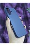 iPhone 17 Compatible Velvet Inside Dark Blue Hard Silicone Launch Phone Case - 4