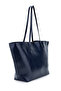 Faux Leather Stand Handle Bag with Metal Accessories Navy Blue - 2