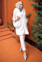 Ecru Hooded Astarkı Fur Vest - 3
