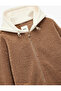 Long Sleeve Zippered Hooded Oversized Plush Coat - 5