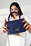 Women's Navy Blue Mini Box Handbag with Side Cross Strap and Handle Modern Stylish Women's Bags - 4